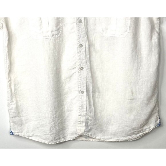 Bohio Mens Shirt Linen Beach Camp Button Up Short Sleeve Casual White Size 2XL - Picture 4 of 11